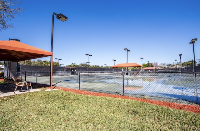 8182 Duomo Cir, Boynton Beach, FL 33472 - view of tennis court featuring a gazebo