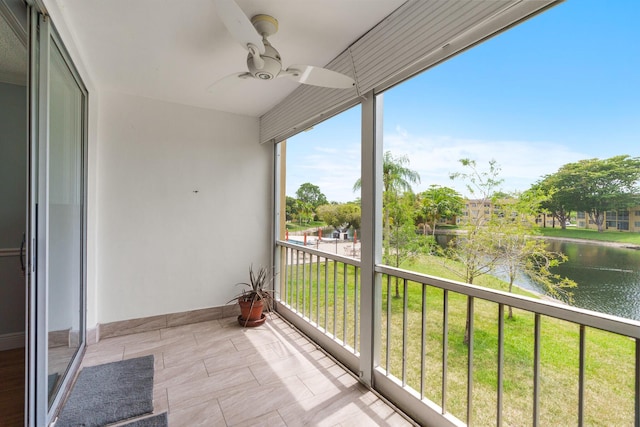 5961 NW 61st Ave Unit 203, Tamarac, FL 33319 - balcony with a water view and a ceiling fan