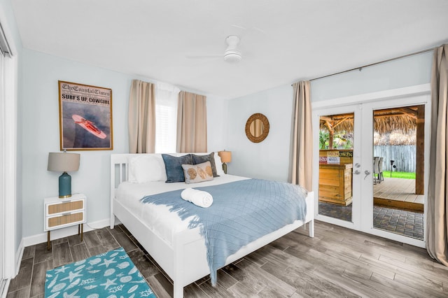 29 SE 8th Ave, Deerfield Beach, FL 33441 - bedroom with access to outside, wood finished floors, french doors, and ceiling fan
