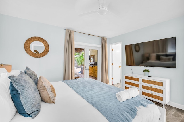 29 SE 8th Ave, Deerfield Beach, FL 33441 - bedroom featuring access to outside, wood finished floors, french doors, and ceiling fan