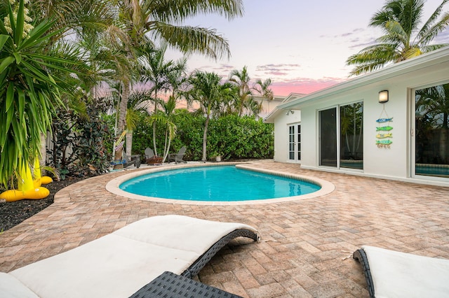 29 SE 8th Ave, Deerfield Beach, FL 33441 - pool at dusk featuring an outdoor pool and a patio