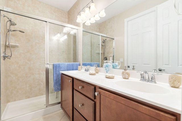 3330 W Mallory Blvd, Jupiter, FL 33458 - full bath featuring a stall shower, double vanity, and tile patterned floors