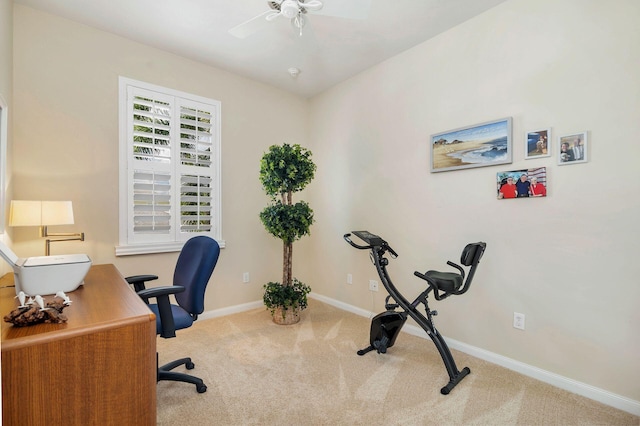 3330 W Mallory Blvd, Jupiter, FL 33458 - carpeted home office with baseboards and ceiling fan