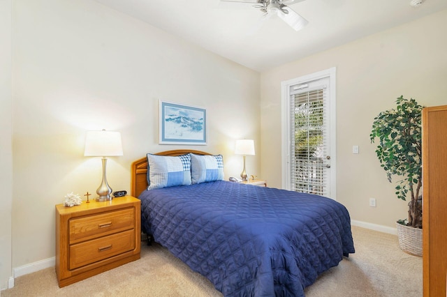 3330 W Mallory Blvd, Jupiter, FL 33458 - bedroom with light carpet, access to outside, and ceiling fan