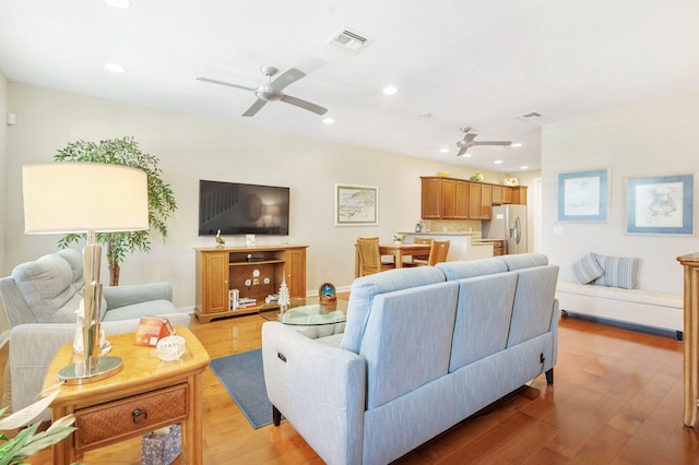 3330 W Mallory Blvd, Jupiter, FL 33458 - living area with light wood-type flooring, ceiling fan, and recessed lighting