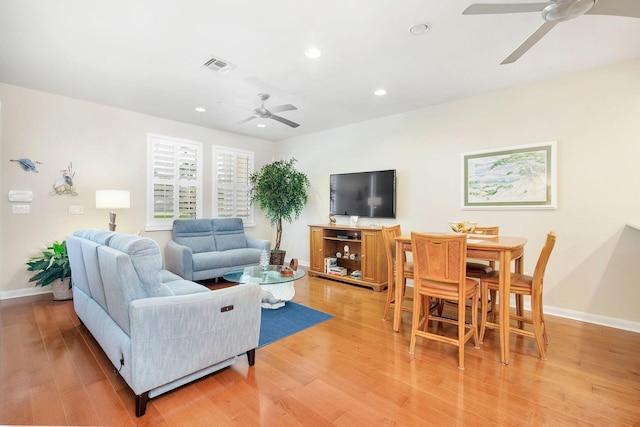 3330 W Mallory Blvd, Jupiter, FL 33458 - living area with a ceiling fan, light wood finished floors, and recessed lighting