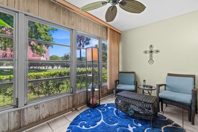 14721 Bonaire Blvd Unit 101, Delray Beach, FL 33446 - living area featuring tile patterned floors and ceiling fan