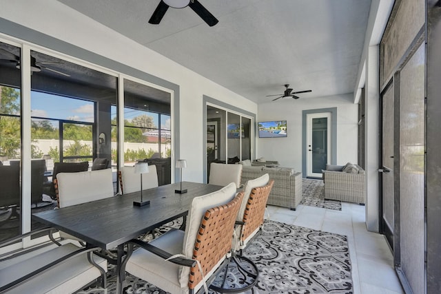 5476 NW Cambo Ct, Port Saint Lucie, FL 34986 - sunroom with ceiling fan, healthy amount of natural light, and outdoor dining space