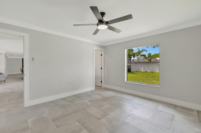 208 SW Langfield Ave, Port Saint Lucie, FL 34984 - empty room with a ceiling fan and crown molding