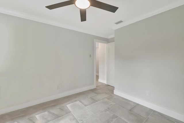 208 SW Langfield Ave, Port Saint Lucie, FL 34984 - spare room featuring ceiling fan and ornamental molding