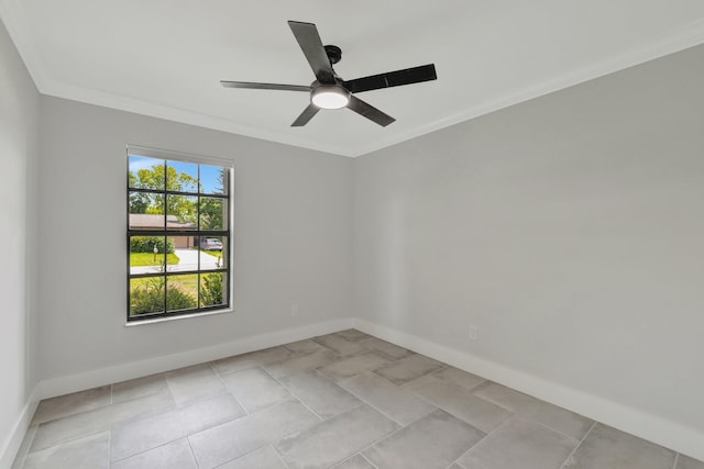 208 SW Langfield Ave, Port Saint Lucie, FL 34984 - spare room featuring ceiling fan, crown molding, and light tile patterned flooring