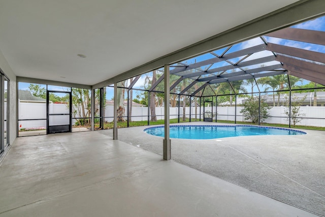 208 SW Langfield Ave, Port Saint Lucie, FL 34984 - view of pool with a patio, a fenced backyard, and a lanai