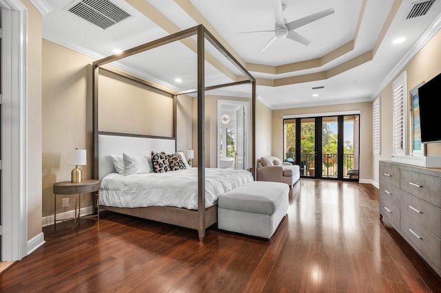 8984 Three Rail Dr, Boynton Beach, FL 33472 - bedroom with dark wood-type flooring, ornamental molding, and recessed lighting