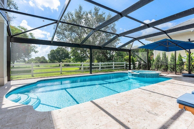 8984 Three Rail Dr, Boynton Beach, FL 33472 - view of pool featuring a patio, a lanai, and a pool with connected hot tub