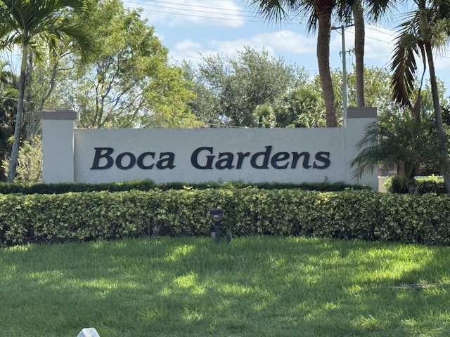 9828 Boca Gardens Trl Unit D, Boca Raton, FL 33496 - community / neighborhood sign featuring a yard