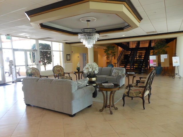 2515 NE 1st Ct Unit 117, Boynton Beach, FL 33435 - building lobby featuring ornamental molding and stairway