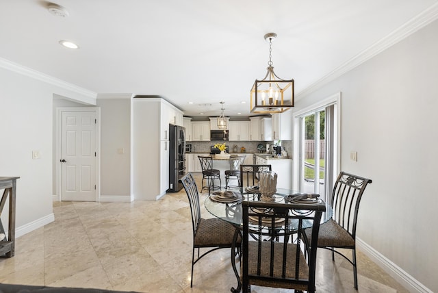 1571 SW Delos Ave, Port Saint Lucie, FL 34953 - dining room featuring a chandelier, ornamental molding, and recessed lighting