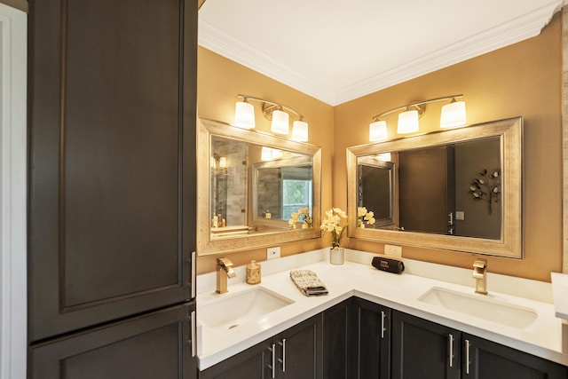 1571 SW Delos Ave, Port Saint Lucie, FL 34953 - bathroom with double vanity and crown molding