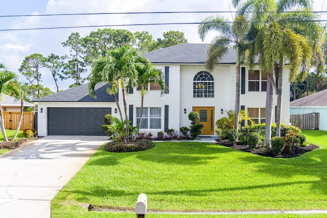 1571 SW Delos Ave, Port Saint Lucie, FL 34953 - view of front of home with stucco siding, concrete driveway, roof with shingles, and an attached garage
