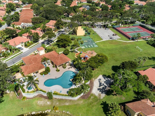 1047 Via Jardin, Riviera Beach, FL 33418 - aerial perspective of suburban area with a pool