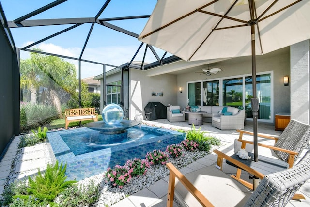 10948 SW Ivory Springs Ln, Port Saint Lucie, FL 34987 - view of patio / terrace with an outdoor hangout area and a ceiling fan