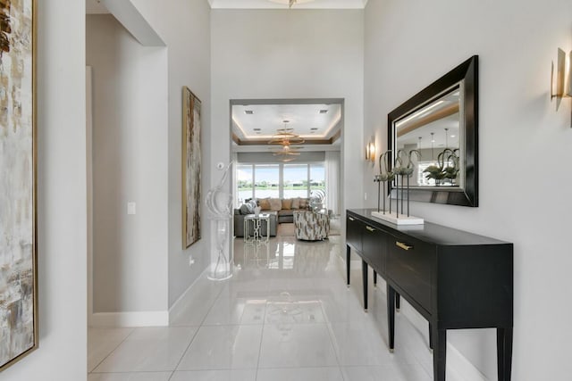 10948 SW Ivory Springs Ln, Port Saint Lucie, FL 34987 - hall with a tray ceiling and baseboards