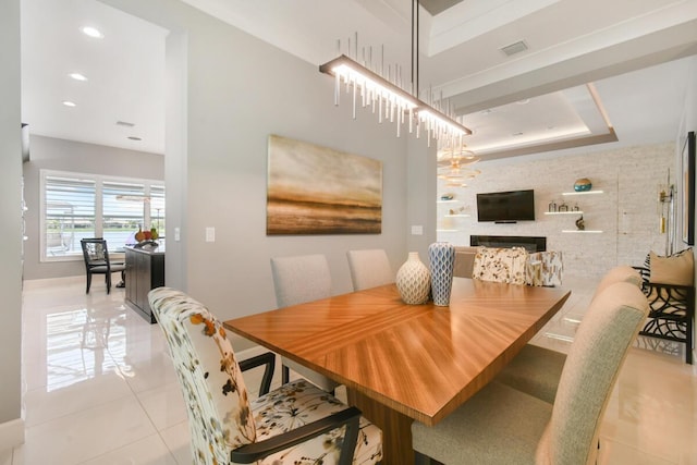 10948 SW Ivory Springs Ln, Port Saint Lucie, FL 34987 - dining space with light tile patterned floors, a chandelier, and recessed lighting