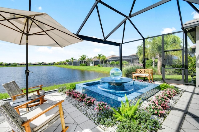 10948 SW Ivory Springs Ln, Port Saint Lucie, FL 34987 - view of patio / terrace with a water view and glass enclosure
