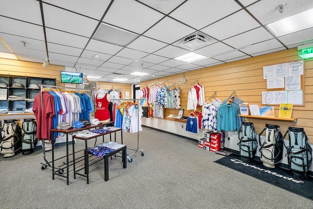 5020 Golfview Ct Unit 1422, Delray Beach, FL 33484 - miscellaneous room with carpet, wooden walls, and a drop ceiling