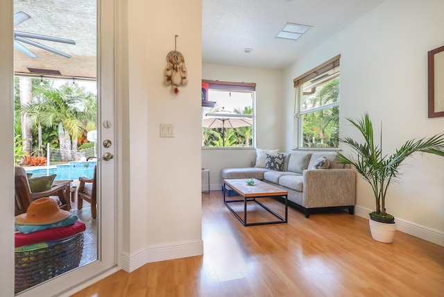 15687 83rd Way N, Palm Beach Gardens, FL 33418 - living area featuring light wood-type flooring and a ceiling fan