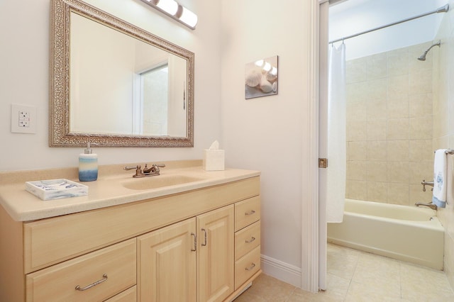 15687 83rd Way N, Palm Beach Gardens, FL 33418 - full bath with vanity, tile patterned floors, and shower / bath combo with shower curtain