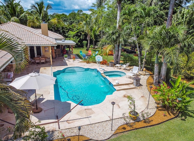 15687 83rd Way N, Palm Beach Gardens, FL 33418 - view of pool featuring a patio area and a pool with connected hot tub