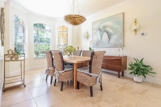 15687 83rd Way N, Palm Beach Gardens, FL 33418 - dining space featuring ornamental molding and light tile patterned floors