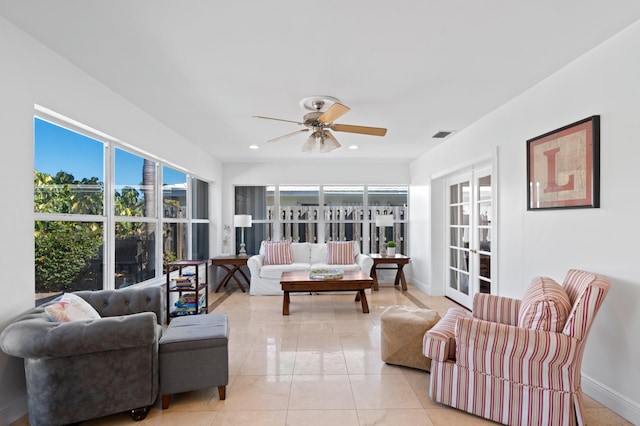 1501 SE 14th St, Deerfield Beach, FL 33441 - living room with a ceiling fan and recessed lighting