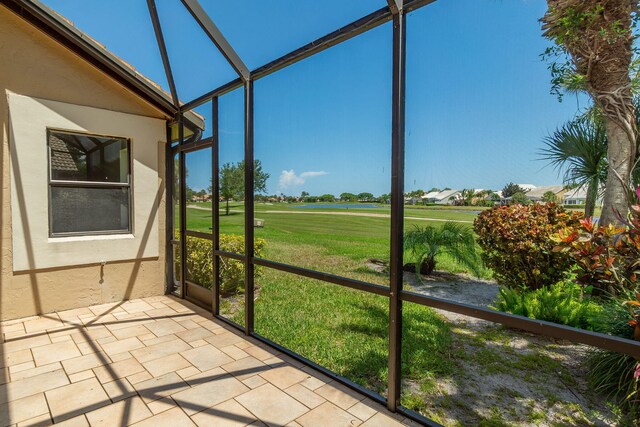 8057 Cassia Dr, Boynton Beach, FL 33472 - unfurnished sunroom with golf course view