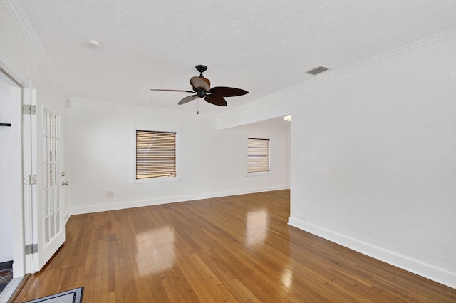 511 S K St, Lake Worth Beach, FL 33460 - empty room with ceiling fan, hardwood / wood-style floors, and crown molding