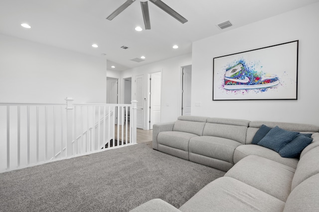 13313 Machiavelli Way, Palm Beach Gardens, FL 33418 - living area with ceiling fan, recessed lighting, and wood finished floors