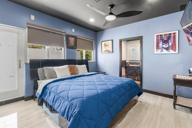 301 Linda Ln, West Palm Beach, FL 33405 - bedroom with recessed lighting, light wood-style floors, and ceiling fan