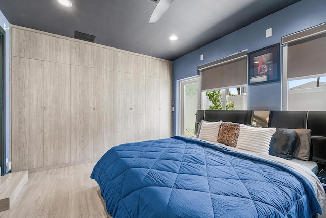 301 Linda Ln, West Palm Beach, FL 33405 - bedroom featuring wood finished floors, recessed lighting, and a ceiling fan