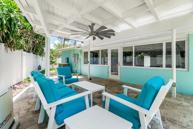 301 Linda Ln, West Palm Beach, FL 33405 - view of patio featuring an outdoor living space and ceiling fan
