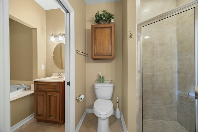 9894 Perfect Dr Unit 21, Port Saint Lucie, FL 34986 - full bath with vanity, tile patterned floors, a garden tub, and a stall shower