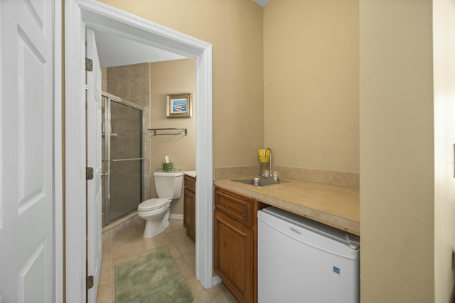 9894 Perfect Dr Unit 21, Port Saint Lucie, FL 34986 - bathroom with a stall shower, vanity, and tile patterned floors
