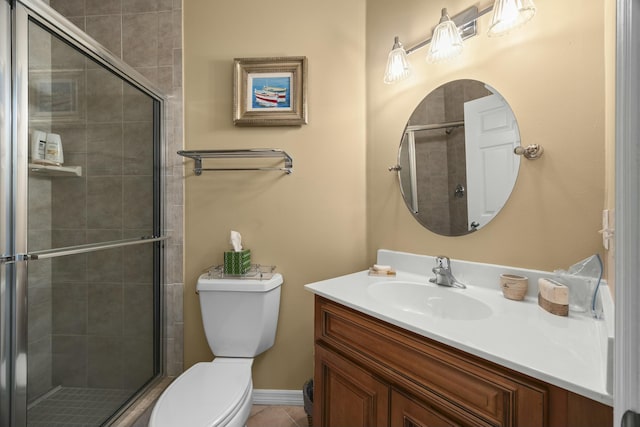9894 Perfect Dr Unit 21, Port Saint Lucie, FL 34986 - full bath with vanity, a shower stall, and tile patterned flooring
