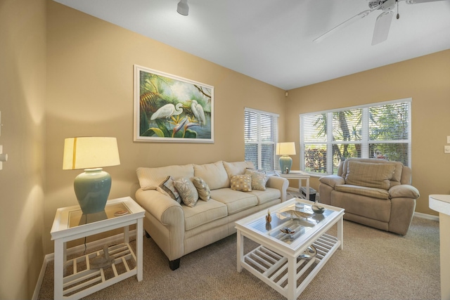 9894 Perfect Dr Unit 21, Port Saint Lucie, FL 34986 - living area featuring a ceiling fan and carpet