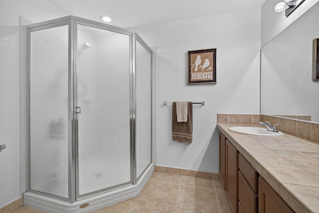 3004 N Evergreen Cir, Boynton Beach, FL 33426 - bathroom with vanity, a stall shower, and tile patterned floors