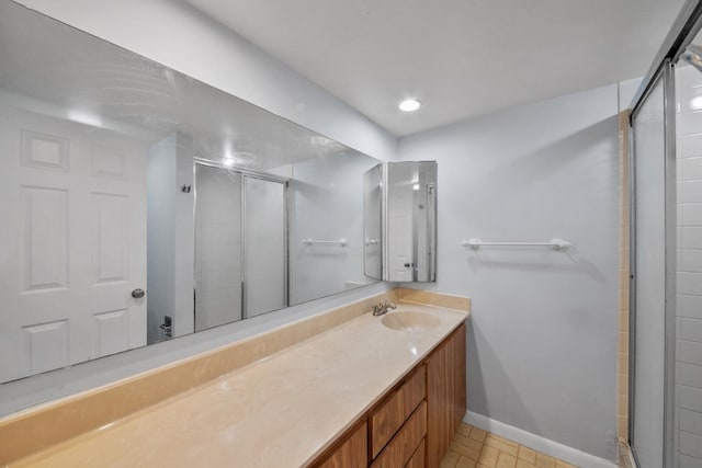 2897 SW 22nd Cir Unit 44B, Delray Beach, FL 33445 - full bath with a shower stall, vanity, and recessed lighting