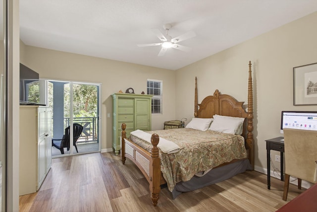 3032 W Community Dr, Jupiter, FL 33458 - bedroom featuring access to outside, wood finished floors, and ceiling fan
