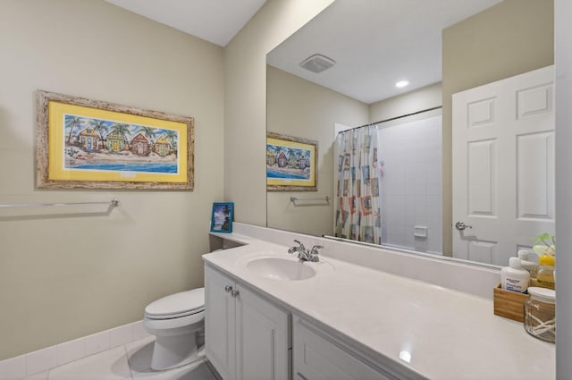 3032 W Community Dr, Jupiter, FL 33458 - full bathroom with vanity, a shower with shower curtain, and tile patterned flooring