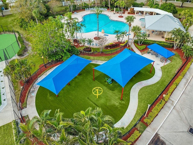 2619 SW Greenwich Way, Palm City, FL 34990 - drone / aerial view of a pool area