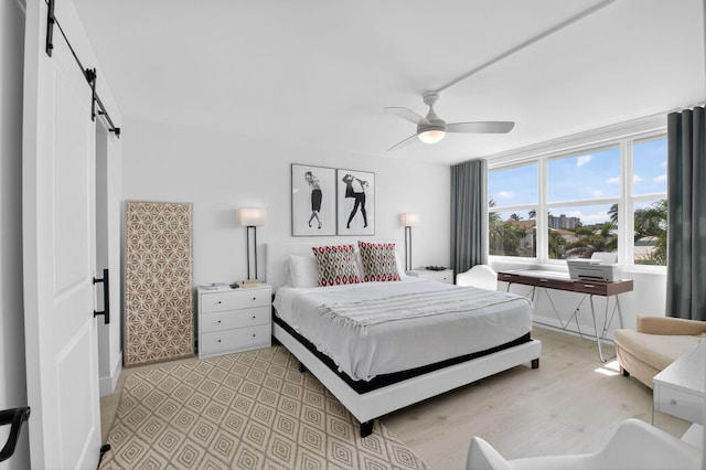 930 Dogwood Dr Unit 358, Delray Beach, FL 33483 - bedroom with a barn door and ceiling fan